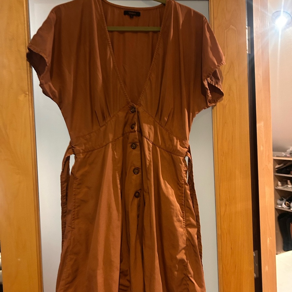 Quince Vintage Wash Tencel Button Front Dresse